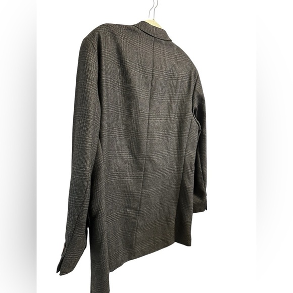 Chaps Ralph Lauren 100% Wool Black Gray Checkered Jacquard Blazer Suit Jacket 42 - Picture 4 of 13